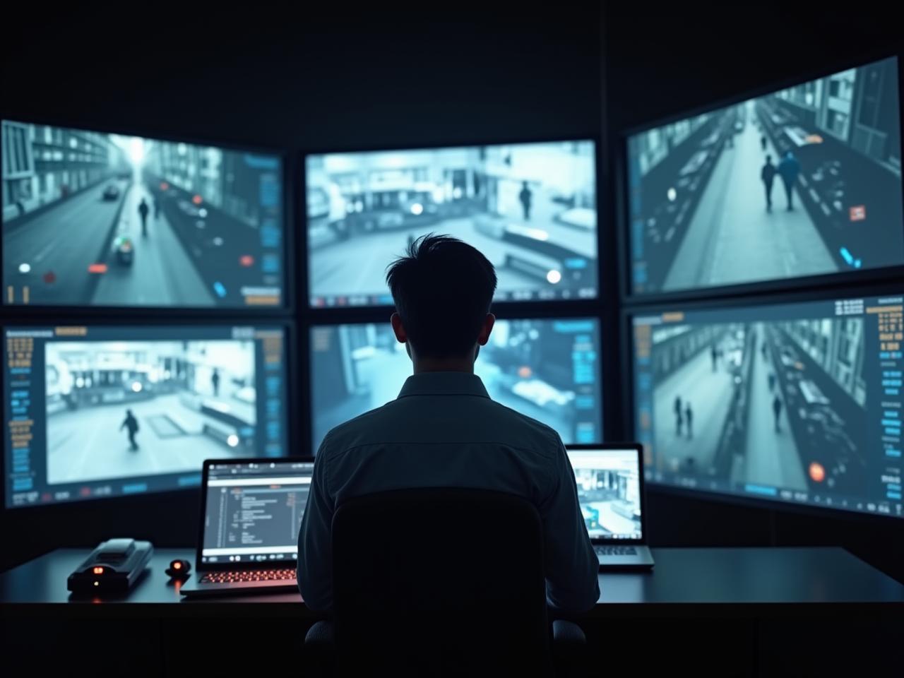 Singapore CCTV monitoring center with multiple screens